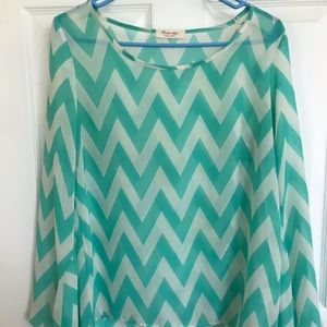 Sheer Chevron Blouse with Flare Slaves